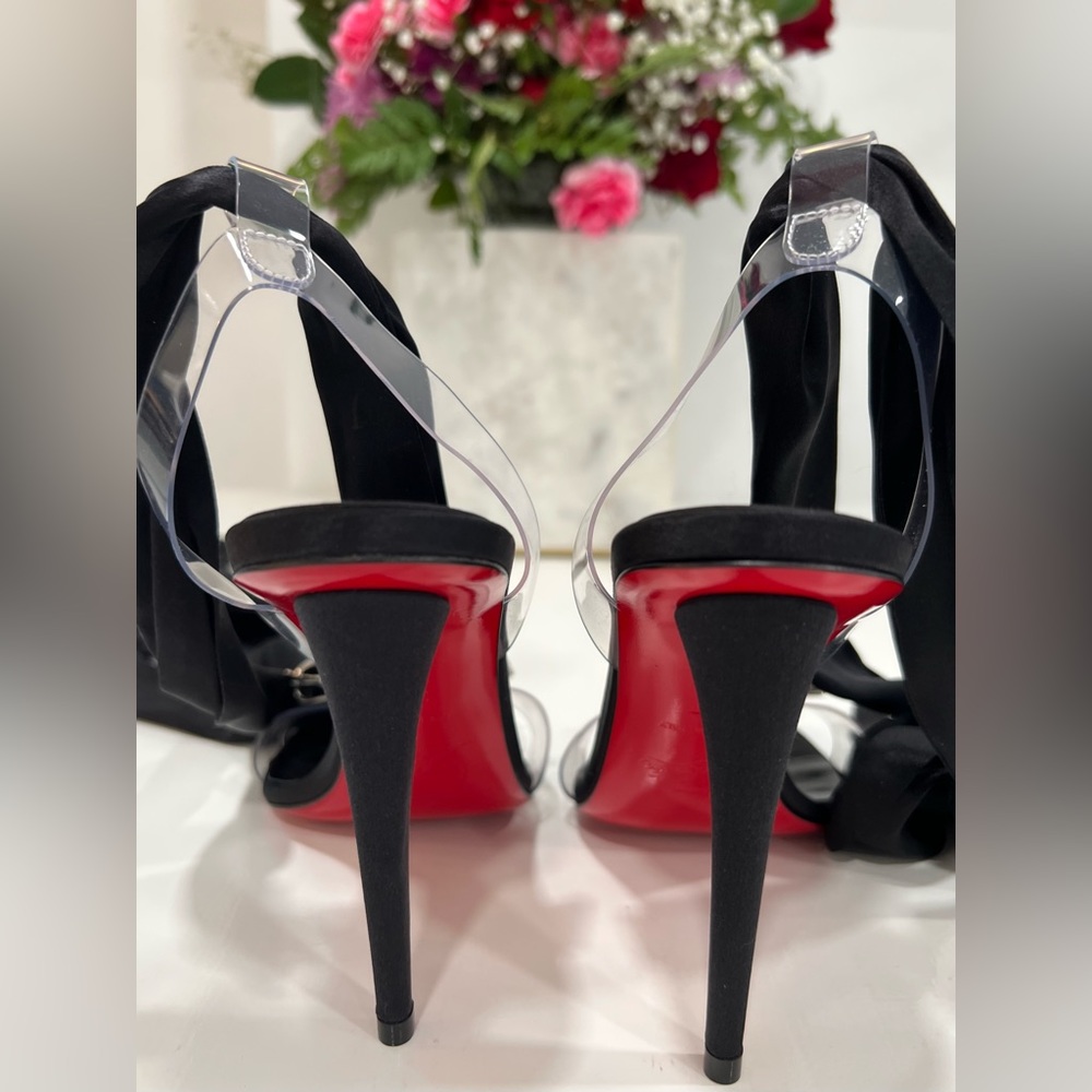 Christian Louboutin Crystal Bow Silk-Tie Astrinodo 100 Sandals - Picture 11 of 13